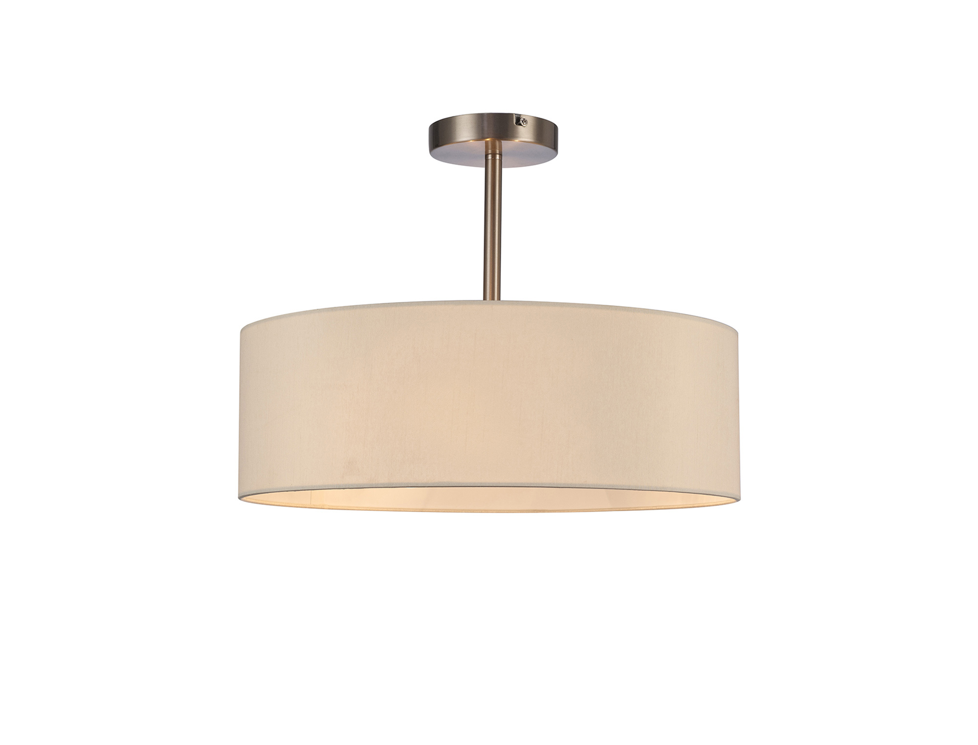 DK0710  Baymont 45cm Semi Flush 3 Light Satin Nickel, Ivory Pearl/White